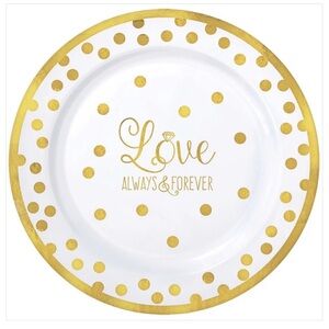E899 Amscan Premium Quality Dinner Plates Love Wedding Shower